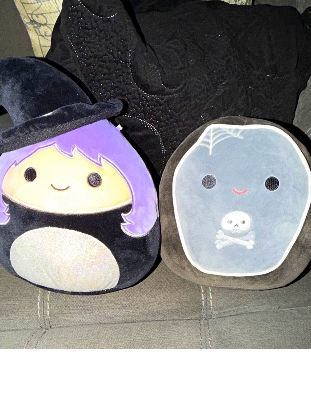 Squishmallows Purple Witch and Gray Tombstone Plush Set